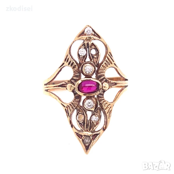 Златен дамски пръстен с рубин 3,40гр. 14кр. проба:585 размер:57 модел:32804-6, снимка 1