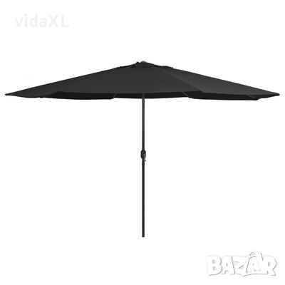 vidaXL Градински чадър с метален прът, 390 см, черен(SKU:47384, снимка 1