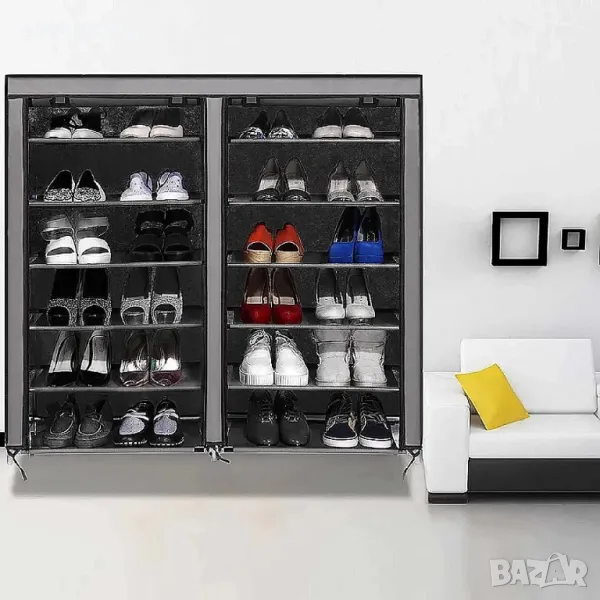 Стелаж за обувки на 12 реда от водоустойчив и и невълнен материал - размери 118x30x125 см, снимка 1