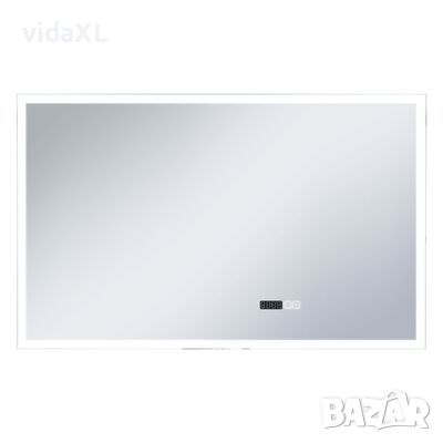 vidaXL LED огледало за баня с тъч сензор и показване на часа 100x60 см（SKU:144739, снимка 1