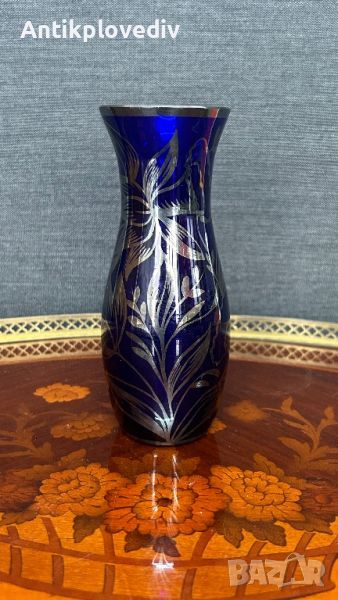 Кристална ваза Bohemia със сребро, снимка 1