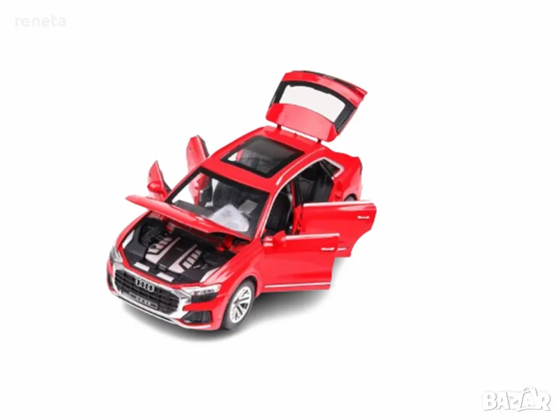 Играчка Кола, Тип AUDI Q8, Метален, Звук и светлина, Червен, 1:32, Без кутия, снимка 1