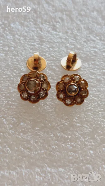 Златни дамски обеци с диаманти.Злато 18к. 19век Продадени, снимка 1