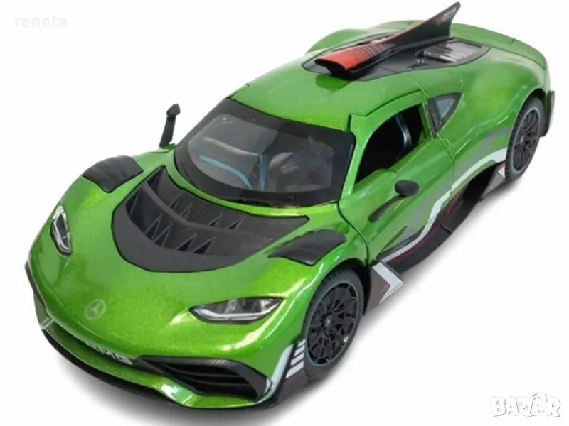 Играчка Кола, Тип Mercedes AMG One, Метален, Звук и светлина, Зелен, 1:24, Без кутия, снимка 1