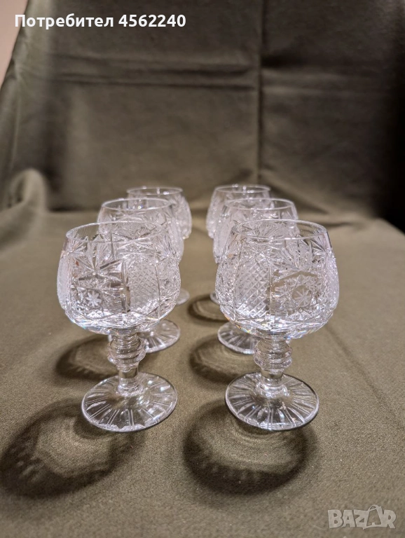 6 бр. кристални чашки за коняк, снимка 1
