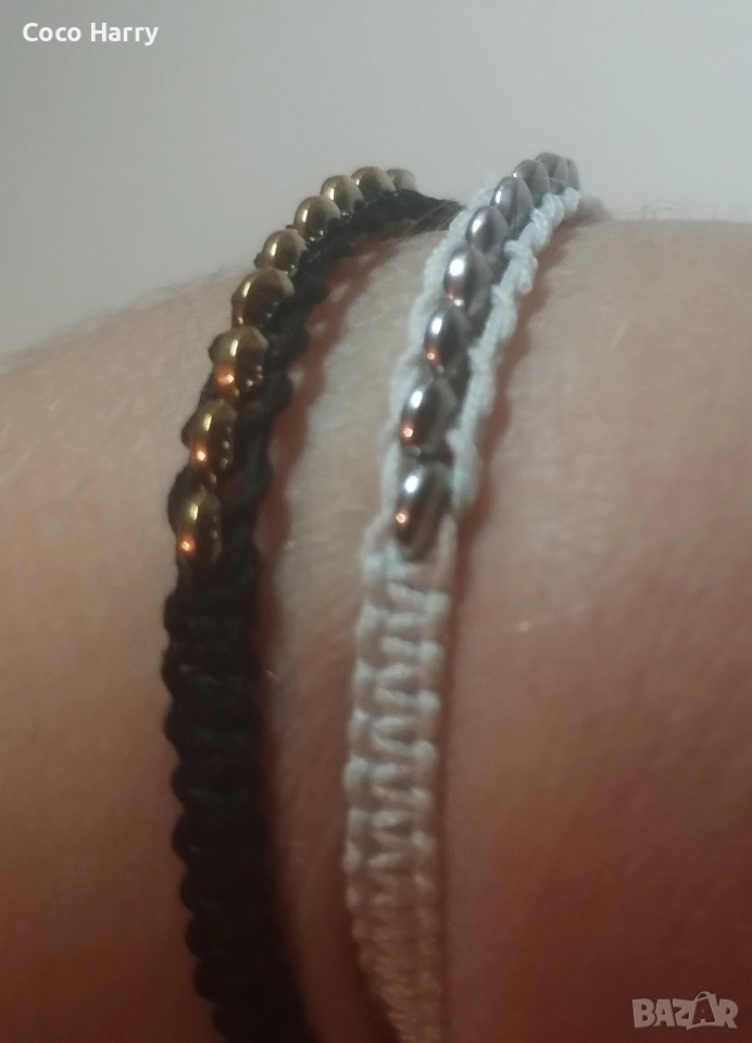 Гривна макраме,с Хематит,ръчно изработена, снимка 1