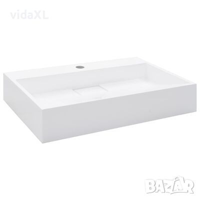 vidaXL Мивка, 60x38x11 см, минерална/мраморна отливка, бяла(SKU:144064, снимка 1