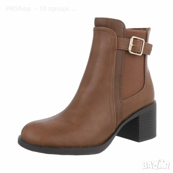 Дамски боти, еко кожа, кафяви, снимка 1