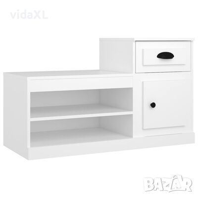 vidaXL Шкаф за обувки, бял, 100x42x60 см, инженерно дърво（SKU:816416, снимка 1