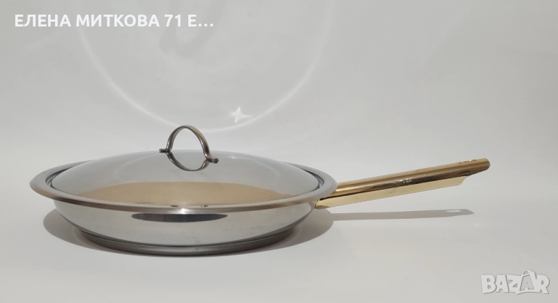 Много голям и масивен марков немски тиган от неръждаема стомана с двойно дъно, снимка 1