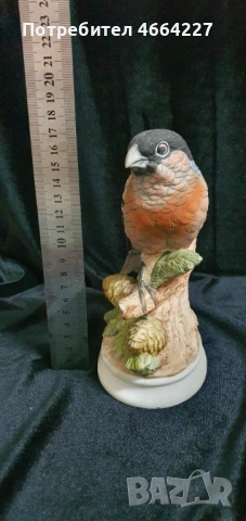 Рядък баварски порцелан:  Фигура "Червеногушка върху шишарки"- Gisela Keilhauer