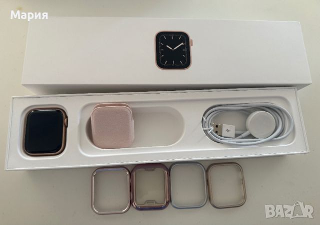 Apple watch 5 + celullar, 44мм. Алуминиум цвят златен, снимка 7 - Apple iPhone - 46415686