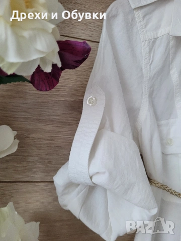 Дълга бяла риза памучна материя Италия , снимка 3 - Ризи - 54157837