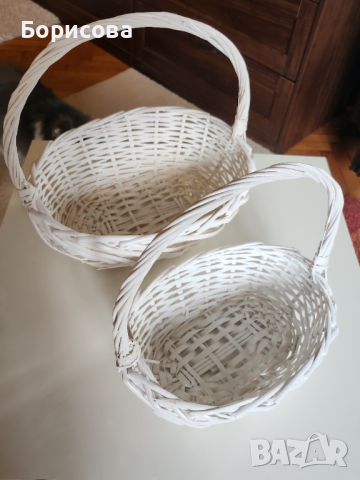 Плетени бели овални кошници , снимка 5 - Декорация за дома - 44971268
