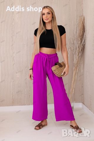 Дамски панталон с широка талия, 4цвята , снимка 2 - Панталони - 45816810