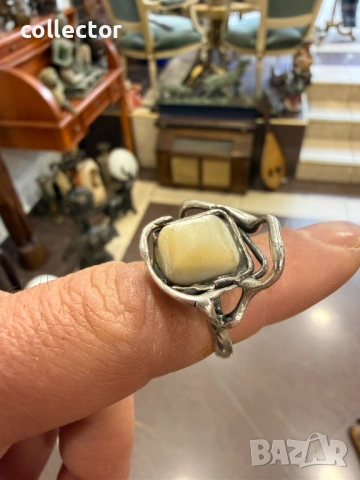 Сребърен пръстен с естествен камък. №8010, снимка 8 - Пръстени - 53947503