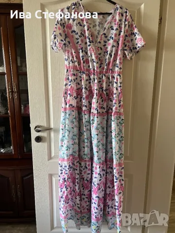 Разкошна нова  нежна женствена дълга ежедневна елегантна рокля флорален принт цветя 