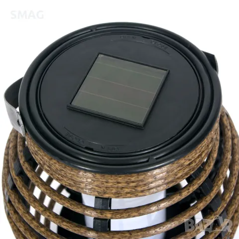 Соларен настолен фенер лампа Кафяв Черен Ø15x15см S_1178477, снимка 3 - Соларни лампи - 49907232