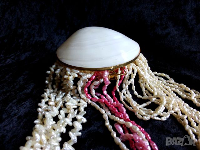 Колиета от речни перли и голяма седефена мида-кутия, снимка 16 - Бижутерийни комплекти - 45486761