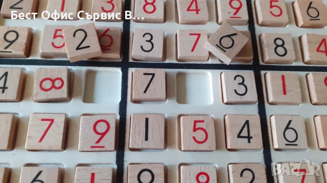 игра Судоку масивно дървено 22,5х23,5х3,1 см размер, с 99 броя плочки от луксозно масивно дърво, снимка 2 - Образователни игри - 51230238
