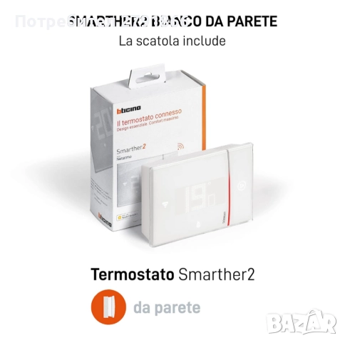 Bticino SXW8002W Интелигентен стенен WiFi термостат Smarther2 Netatmo
