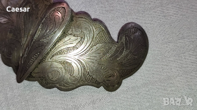 Старинен комплект сребърни пафти и гривна – 84 г, снимка 9 - Антикварни и старинни предмети - 52085155