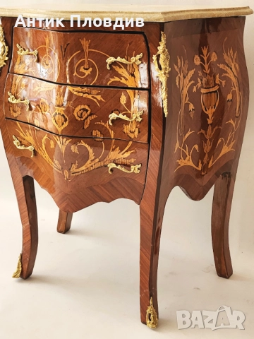 Бароков скрин с инкрустации и мраморен плот, снимка 7 - Скринове - 51655730