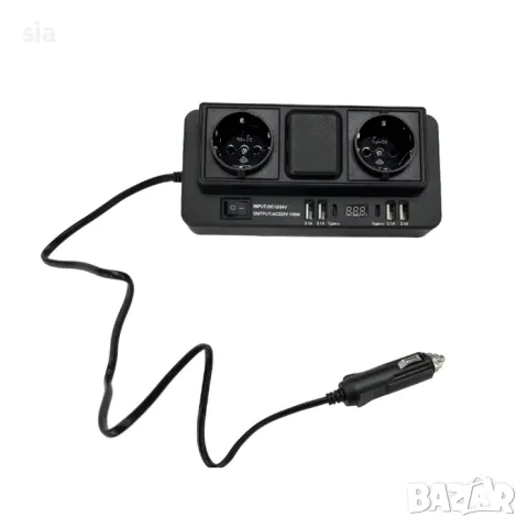 Трансформатор конвертор на напрежение от 12/24V към 220V, Зарядно за кола, снимка 1