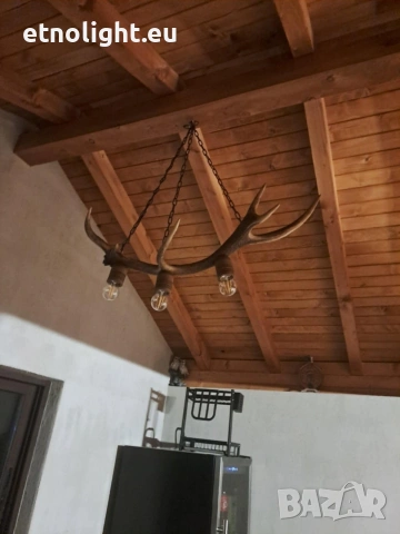 Ръчно изработени полилеи от паднали еленови рога с ръчно изработени дървени чашки , снимка 13 - Полилеи - 53441754