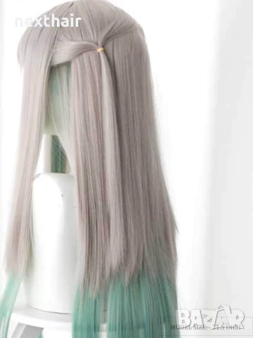 Аниме бяло зелена перука Yashiro Nene Jibaku Shounen Hanako cosplay, снимка 5 - Аксесоари за коса - 51224309