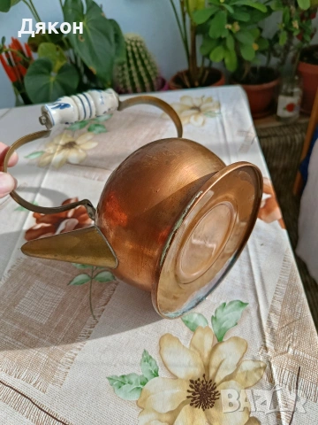 Чайник с порцеланова дръжка ., снимка 2 - Антикварни и старинни предмети - 53922083