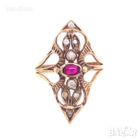 Златен дамски пръстен с рубин 3,40гр. 14кр. проба:585 размер:57 модел:32804-6, снимка 1