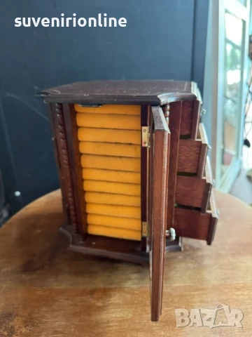 старинна дървена кутия за бижута четиристранна, снимка 4 - Антикварни и старинни предмети - 51093014
