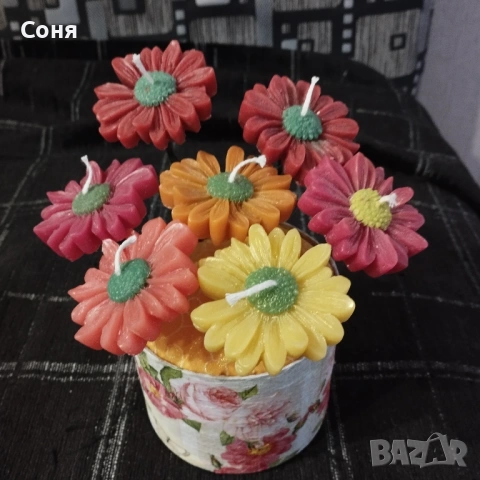 Аранжировка с ароматни  восъчни свещи , снимка 12 - Подаръци за жени - 53574806