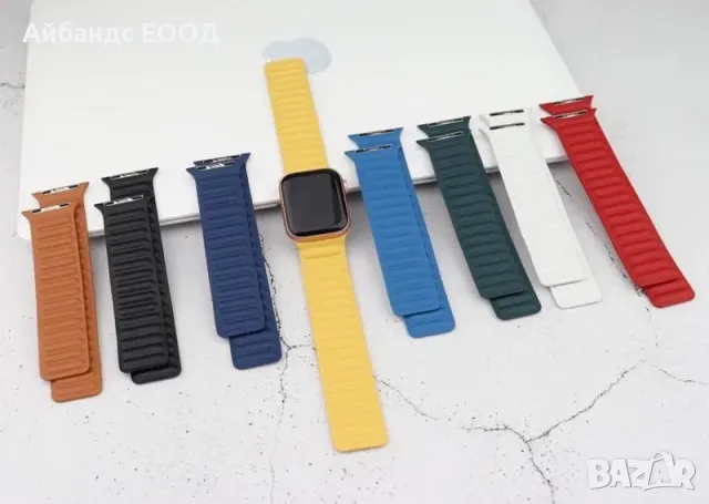 Кожена каишка с магнит за Apple Watch ULTRA/SE2/SE/9/8/7/6/5/4/3, снимка 6 - Каишки за часовници - 49456435