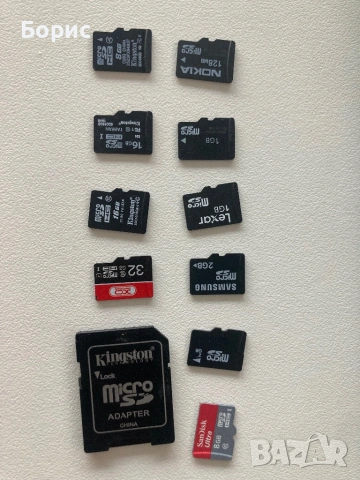 10 броя microSD карти+адаптер, отлични