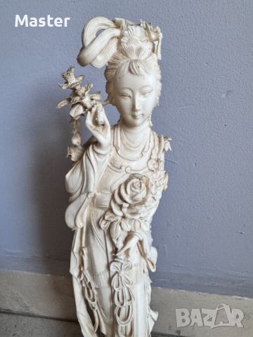 Фигура на Китайска принцеса от слонова кост, династия Цин, снимка 6 - Антикварни и старинни предмети - 45268378