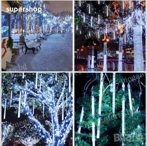 Светещи Лед Висулки Падащ Сняг за Коледна Украса 8Бр. х48см. , снимка 11 - Декорация за дома - 52297214