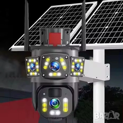 WIFI Соларна камера двойна с аларма iCsee, снимка 4 - IP камери - 53370625