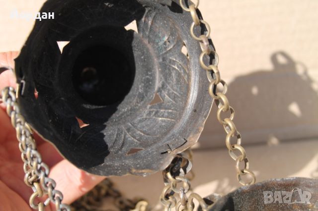 Старо бронзово кандило, снимка 12 - Антикварни и старинни предмети - 45422053