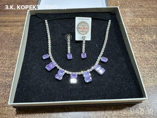 Комплект колие и обеци с кристали Swarovski, снимка 7 - Бижутерийни комплекти - 50842348