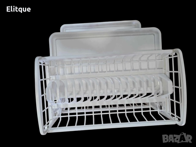 Сушилник за чинии от дебела пластмаса с две тавички 44/30см, снимка 2 - Други стоки за дома - 52903925