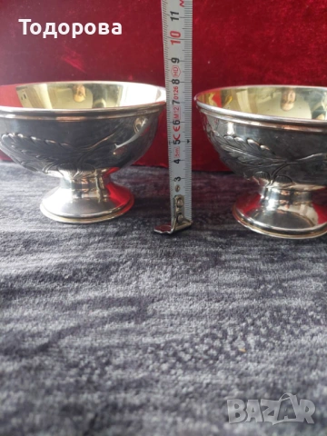 2 бр.Среърни чаши(купи) за десерт или други храни-сребро 800,вътрешна позлата,3 евро на грам, снимка 9 - Чинии - 53097291