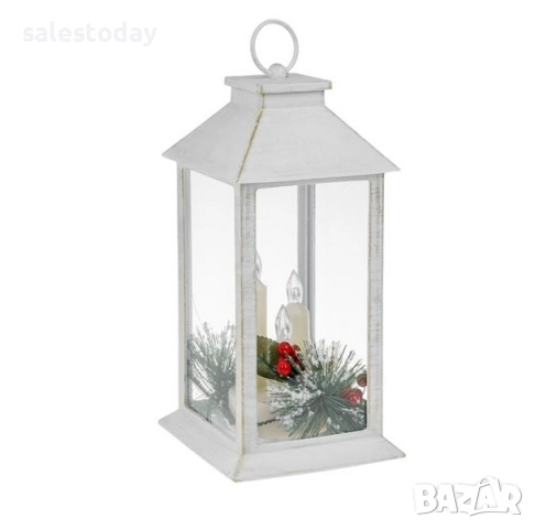 Коледен фенер, декоративен ЛЕД, 28см, бял, снимка 3 - Декорация за дома - 52389155