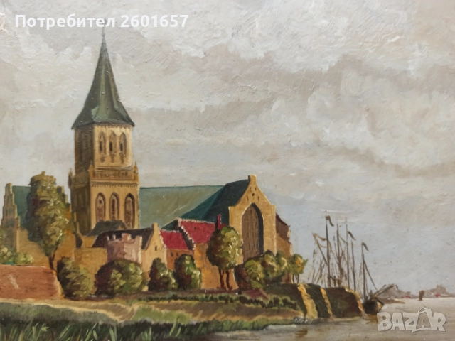 Стара авторска западноевропейска картина., снимка 2 - Картини - 51937839