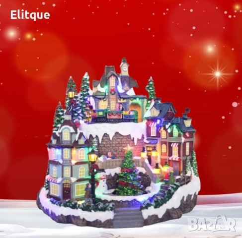 Празнична коледна сцена с LED осветление – Ръчно изработена декорация, снимка 5 - Друга електроника - 52832188