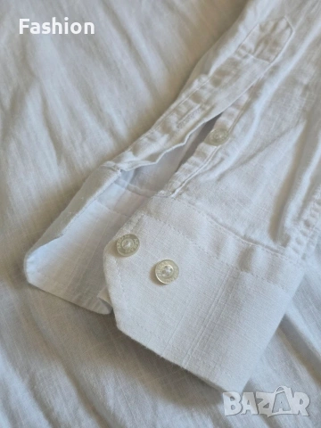 Жестока мъжка бяла ленена риза EMPORIO ARMANI., снимка 5 - Ризи - 53161680