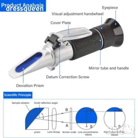 4721  рефрактометър за вино и захарни, снимка 5 - Други стоки за дома - 53638071