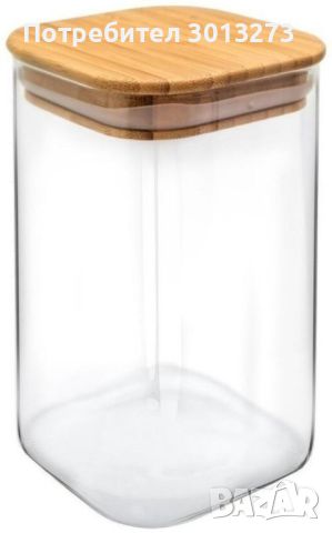 Квадратен стъклен буркан с дървена капачка,
различни размери, снимка 2 - Аксесоари за кухня - 45208978