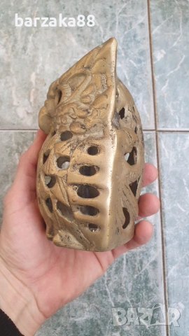 Месингова фигура Държач за чаени свещи Бухал, снимка 2 - Антикварни и старинни предмети - 53788354